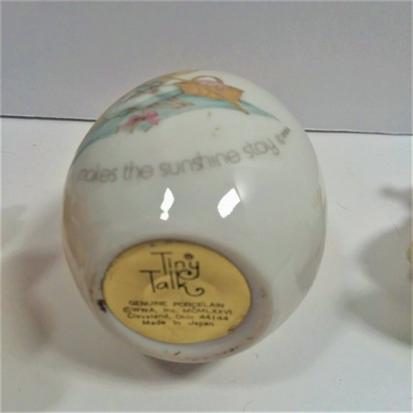 Porcelain Figurines 3pc VTG Tiny Talk Mice Frog Egg 1970's WWA Music Kiss Japan - Picture 9 of 9